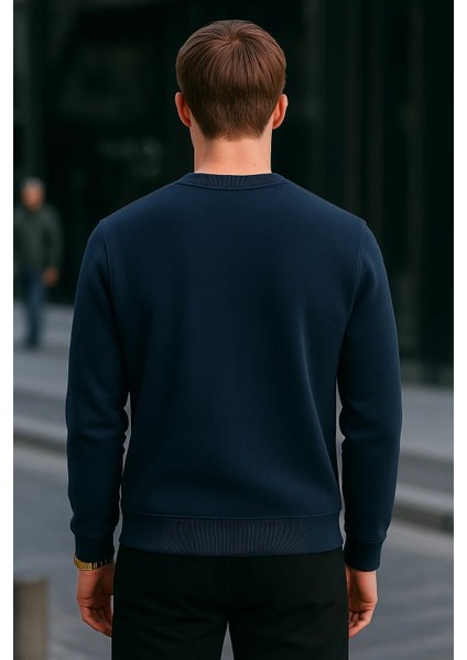 Erkek Basic Bisiklet Yaka Kışlık Bol 3 Lü Sweatshirt