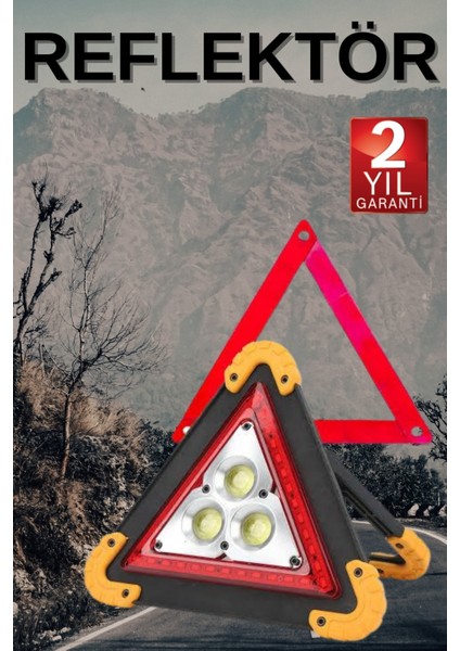 Solar Şarjlı Çok Fonksiyonlu Reflektör Işıklı Ikaz Lambası Acil Durum Reflektörü Acil Duru