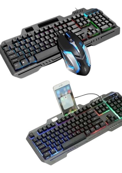 Rgb Işıklı Gaming Oyuncu Klavye Q Klavye Mouse Hediyeli