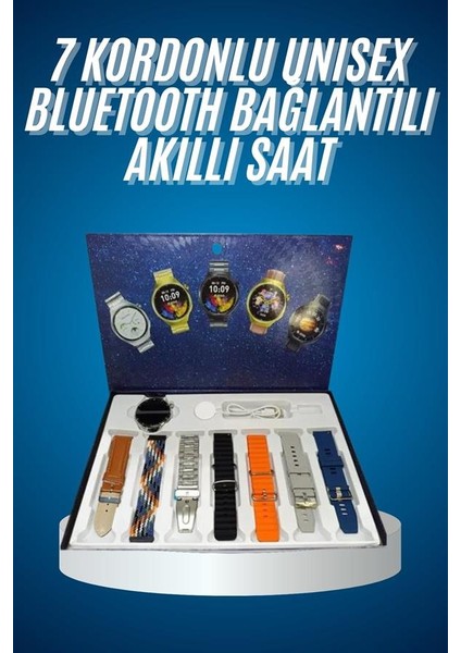 Unısex Yuvarlak Ekranlı 7 Kordonlu Akıllı Saat Gps Destekli Çoklu Kordon Seçeneği fiyatları