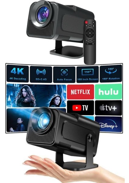 Bestonly Projektör Siyah Android Taşınabilir Sinema Projeksiyon Wifi Destekli En Güncel Sürüm Akıllı fiyatları