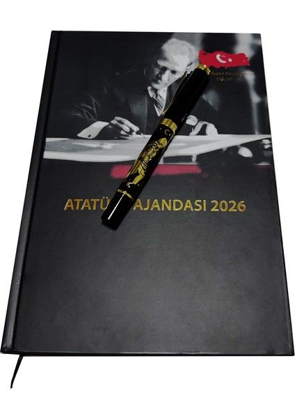 Özel Tasarım Atatürk Ajandası 2026 ve Kalem Seti, Vıp Hediye Kutulu
