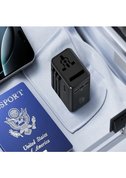 Universal Seyahat Priz Dönüştürücü Adaptör, 45W Şarj Cihazı, 2x USB Girişi, 3x Type-C Girişi, Uluslararası Güç Adaptörü, Tr, Us, Uk, Eu, Au Evrensel Uyum indirimleri