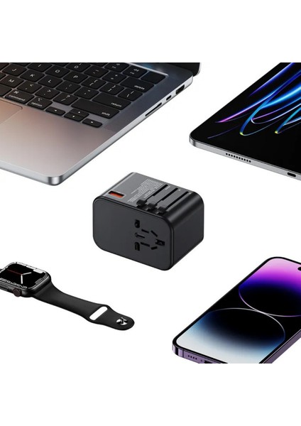 Universal Seyahat Priz Dönüştürücü Adaptör, 45W Şarj Cihazı, 2x USB Girişi, 3x Type-C Girişi, Uluslararası Güç Adaptörü, Tr, Us, Uk, Eu, Au Evrensel Uyum