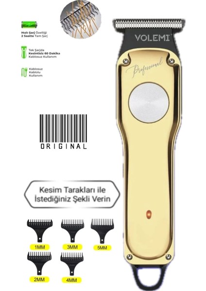00085 Profesyonel USB Şarjlı Berber Tıraş Makinesi Saç Sakal Tıraş Makinası Erkek Bakım Seti ( Lisinya )