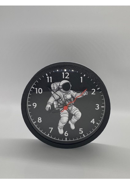 Astronot Görselli, Koyu Gri Kasa Duvar Saati fırsatları