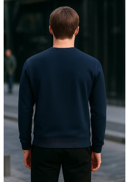 Erkek Basic Bisiklet Yaka Kışlık Bol 3 Lü Sweatshirt