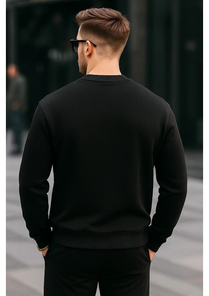Erkek Basic Bisiklet Yaka Kışlık Bol 3 Lü Sweatshirt