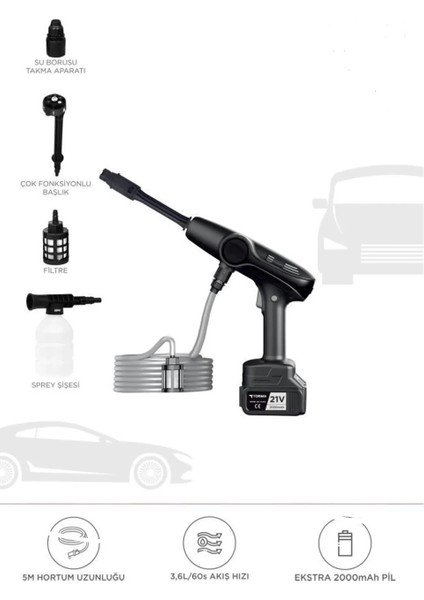 Akülü Şarjlı Yüksek Basınçlı Oto Araba Bahçe Yıkama,temizleme Su Sı ( Lisinya )