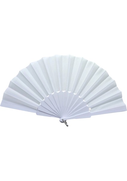 Plastik Düz Kumaş Yelpaze 12'li Beyaz ( Lisinya )