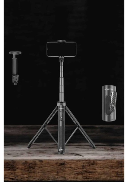 Tripod Kablosuz Bluetooth Bağlantılı Selfie Çubuğu 360 Derece Dönebilen indirimleri