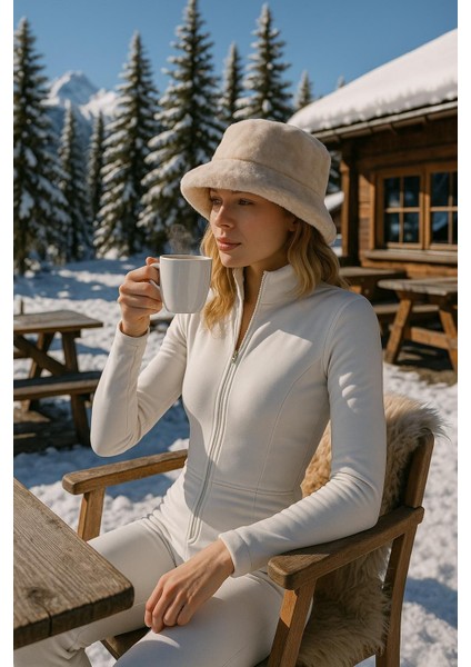 Carmelita Bucket Hat-Kadın Peluş Bucket Şapka Kışlık Teddy Model