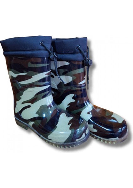 Konçlu Peluşlu Unisex Yağmur Çizmesi 36-40 Yeni Askeri Kamuflaj fırsatları