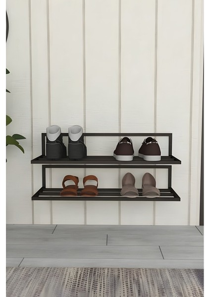 Duvar Montajlı Metal Ayakkabılık 2 Parçalı Ayakkabı Düzenleyici Antre & Hol Toparlayıcı 22X70X20 cm