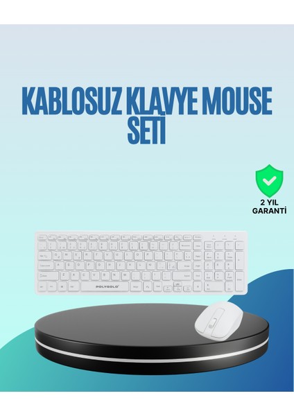 Q Klavye Beyaz Klavye ve Mouse Seti Kablosuz USB Girişli