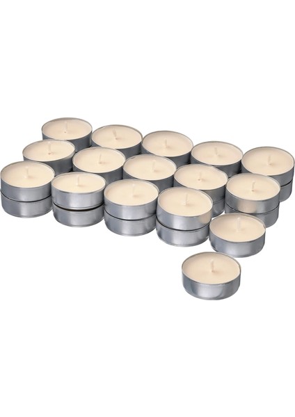 Glanslınd Kokulu Tealight Mum Bej 3.5 Saat 30 Adet Dumanlı Vanilya ve Karamel