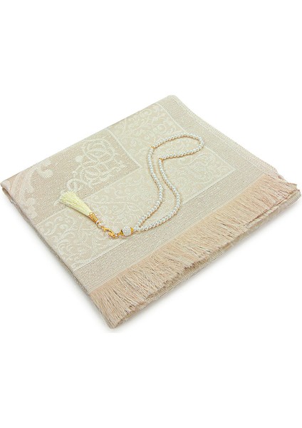 Hediyelik Şantuk Çantalı, Tesbihli, Çeyizlik Seccade Seti - Krem fiyatları