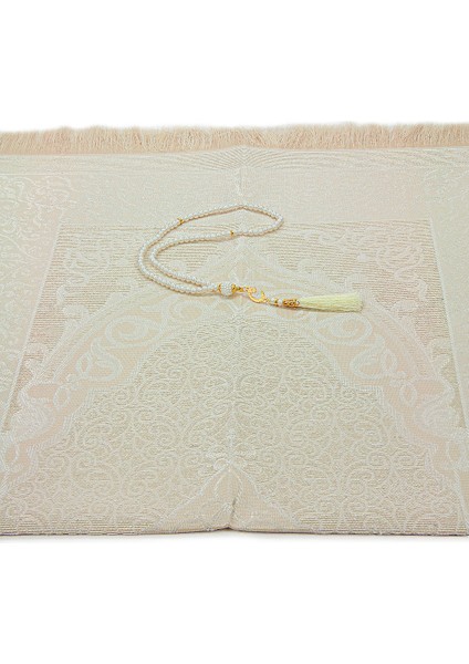 Hediyelik Şantuk Çantalı, Tesbihli, Çeyizlik Seccade Seti - Krem modelleri