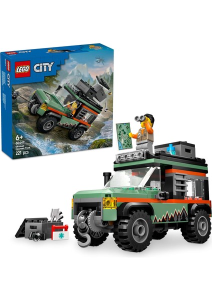 LEGO City 4x4 Arazi Dağ Arabası 60447-6 Yaş ve Üzeri Çocuklar Için Yaratıcı Oyuncak Yapım Seti, Doğum Günü Hediyesi (221 Parça)