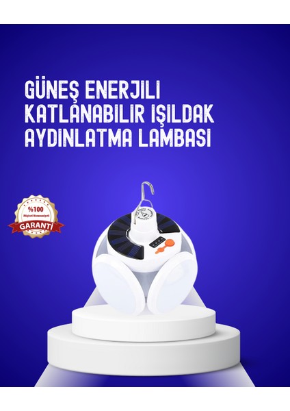 USB ve Solar Şarjlı Katlanabilir 5 Taraflı LED Lamba