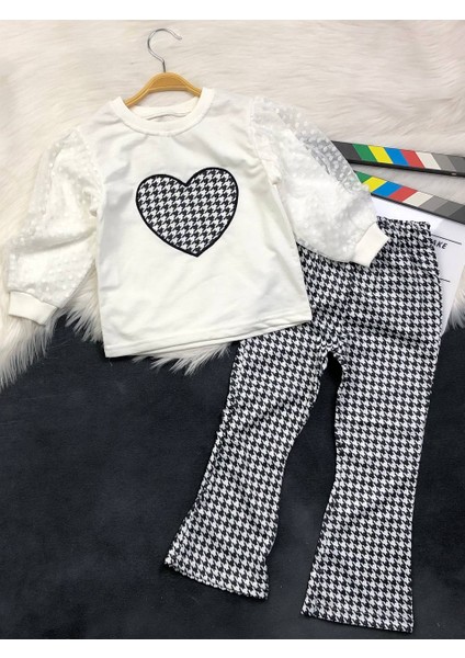 Kız Çocuk Kalp Aplike Ikili Takım - %100 Pamuklu