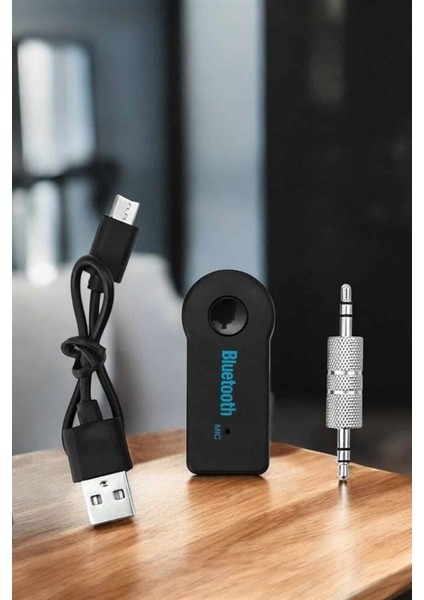 Kablosuz Bluetooth Aux Araç Kiti Siyah Hafıza Kartlı