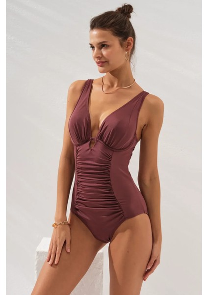 V Yaka Drapeli Balenli Ayarlanabilir Askılı Kaplı Mayo modelleri