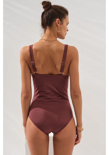 V Yaka Drapeli Balenli Ayarlanabilir Askılı Kaplı Mayo fırsatları