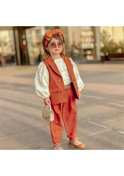 Minik Diva Kız Çocuk 5'li Takım - Yelek - Gömlek - Pantolon - Kemer - Saç Tokası fiyatları