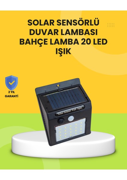 Güneş Paneli ile Şarj Olan 20 LED Dış Mekan Hareket Sensörlü Lamba