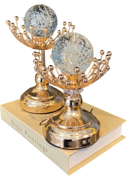 Gold Kristal Küreli 2’li Dekoratif Obje – Modern & Lüks Salon Masa Üstü Aksesuar fırsatları