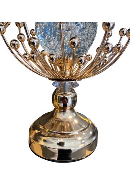 Gold Kristal Küreli 2’li Dekoratif Obje – Modern & Lüks Salon Masa Üstü Aksesuar