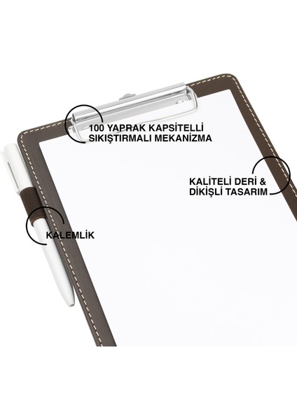 Sekreterlik,a5 Küçük Boy,kapaksız,a5 Clipboard Vegan Suni DERI,17,5X24,5 Cm.,kahverengi fiyatları