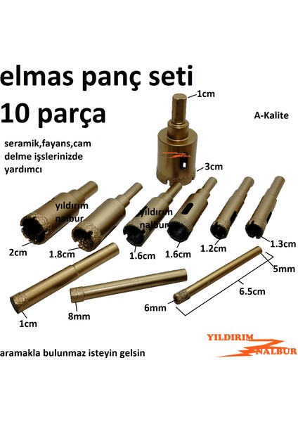 Seramik Delme Elmas Panç Seti 10 Parça Fayans Delme Cam Panç Delik Açma Panç Çelik Elmas fiyatları
