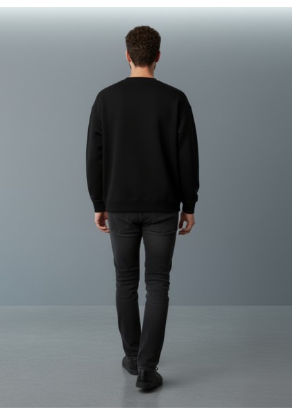 Siyah Regular Fit Içi Polarlı 3 Iplik Bisiklet Yaka Pamuklu Sweatshirt fırsatları