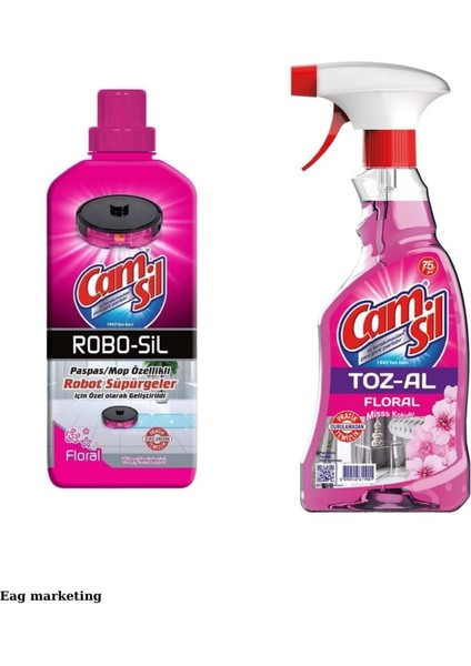 Robot Süpürge Deterjanı Robo-Sil Floral 900 ml + Camsil Toz-Al Floral 500 ml