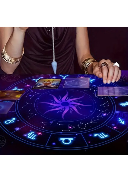 Zodyak Burçları ve Yıldızlı Tarot Masa Örtüsü – Astroloji ve Göksel Sembollü Mistik Sunak Bezi fırsatları