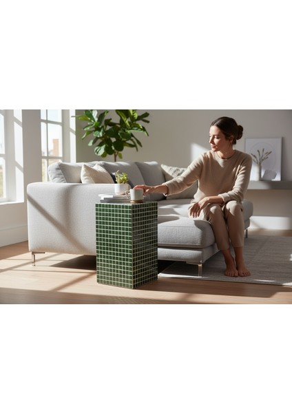 El Yapımı Seramik Mozaik Kaplamalı – Modern & Şık Yan Sehpa Tasarımı fiyatları