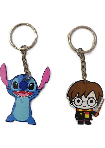 Karakter Figürlü Metal Anahtarlık (Stitch/harry Potter) (Toplam 2 Adet)