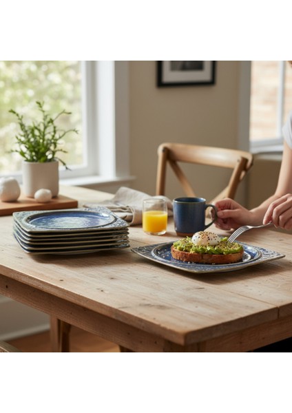 Livelli Rhea 25 cm Porselen Kare Servis Tabağı 6 Adet