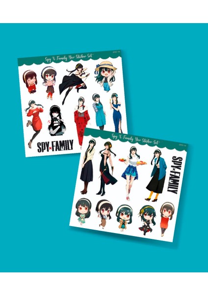 Yor 2li Sticker Seti -Spy x Family Parlak Kağıt -Çıkartma -Süsleme -Anime Etiket