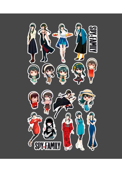 Yor 2li Sticker Seti -Spy x Family Parlak Kağıt -Çıkartma -Süsleme -Anime Etiket modelleri