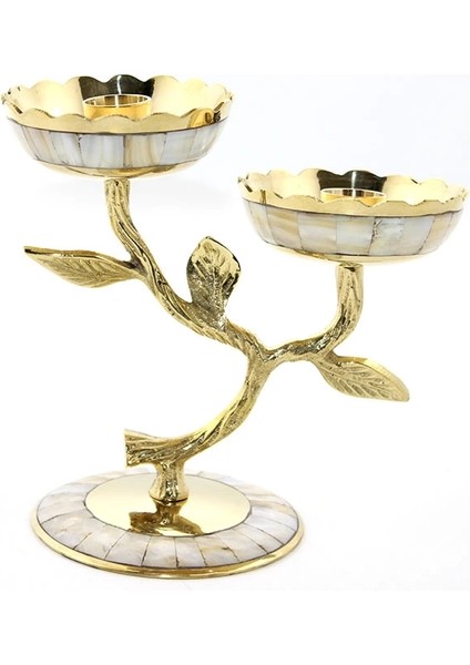 Pirinç Sedefli 2'li Şamdan 5934 ( Lisinya )