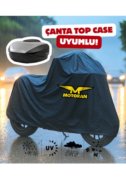 Motoran Dante 139 Motor Branda Siyah Su Geçirmez Topcase Çanta Uyumlu Logolu Motosiklet Brandası