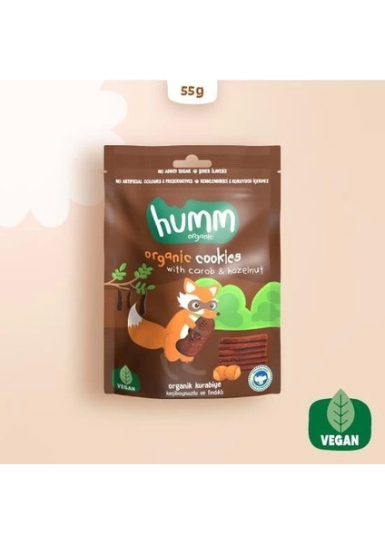 Bfs Humm Organik Keçiboynuzlu ve Fındıklı Vegan Kurabiye 55 gr