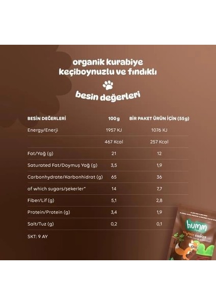Bfs Humm Organik Keçiboynuzlu ve Fındıklı Vegan Kurabiye 55 gr indirimleri