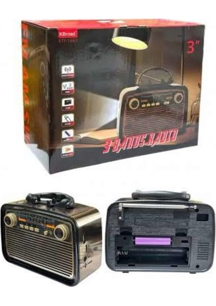 Müzik Kutusu Bluetooth Bağlantılı El Fenerli Nostaljik Tasarım Radyo