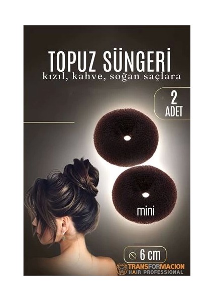 Bfs Kahve Mini Saç Topuz Süngeri 2 Adet 6 cm Çap 2.5 cm Kalınlık
