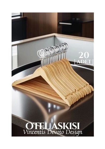 Bfs Otel Tip Askı 20 Li Set Ahşap Vincentis Devoto Design