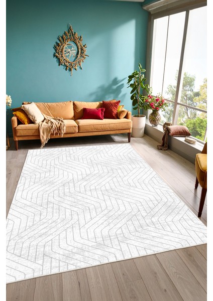 Dekoratif Yıkanabilir, Kaymaz Tabanlı, Modern Salon - Oturma Odası Halısı - WOOKECE1404